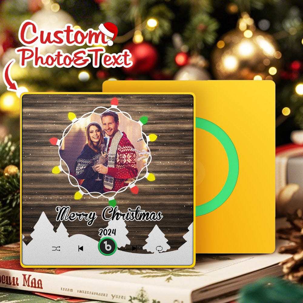 Christmas Gift Custom Music Fridge Magnet Personalized Photo Colorful Fame Fridge Magnet Christmas String Light - Fridgebeatsuk