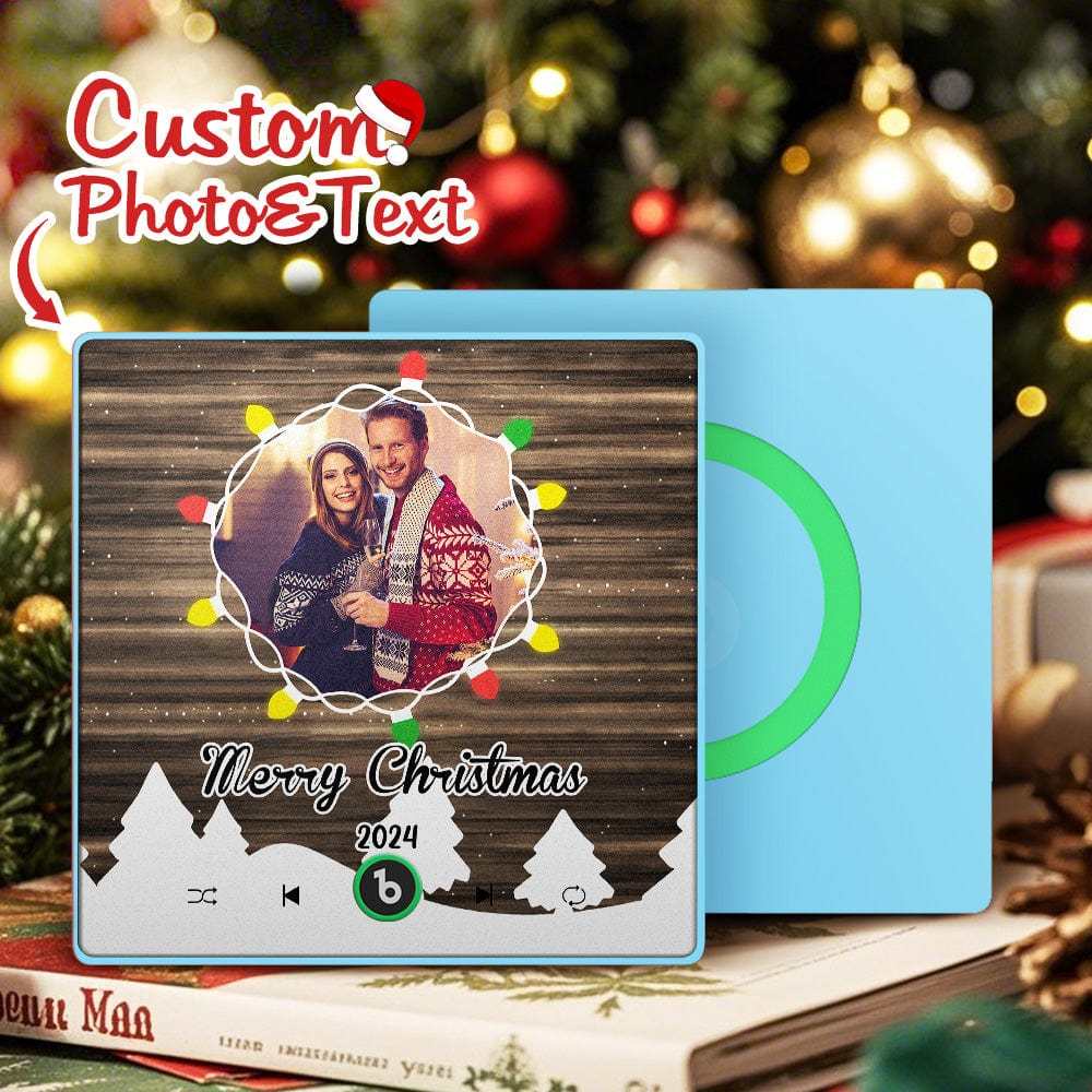 Christmas Gift Custom Music Fridge Magnet Personalized Photo Colorful Fame Fridge Magnet Christmas String Light - Fridgebeatsuk