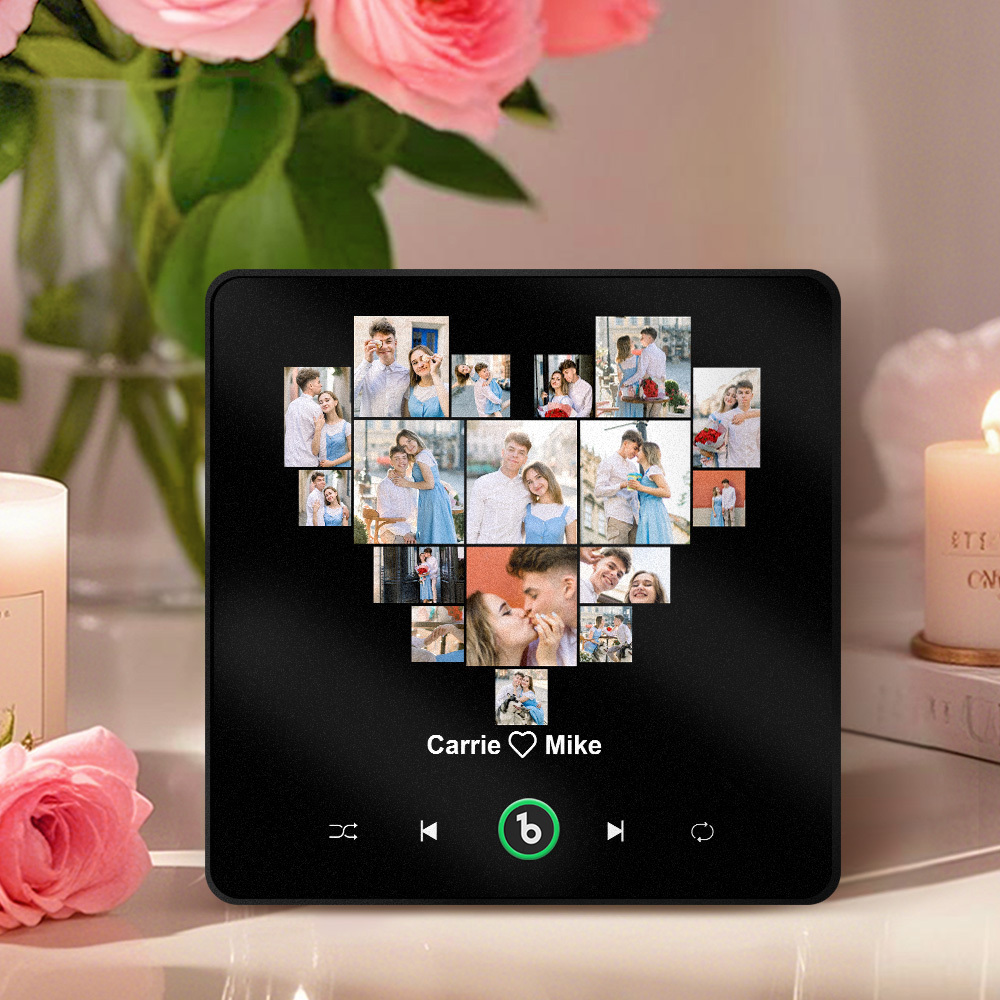 Custom Music And Photo Fridge Magnet Personalized Heart Fridge Magnet for Valentine's Day - Fridgebeatsuk