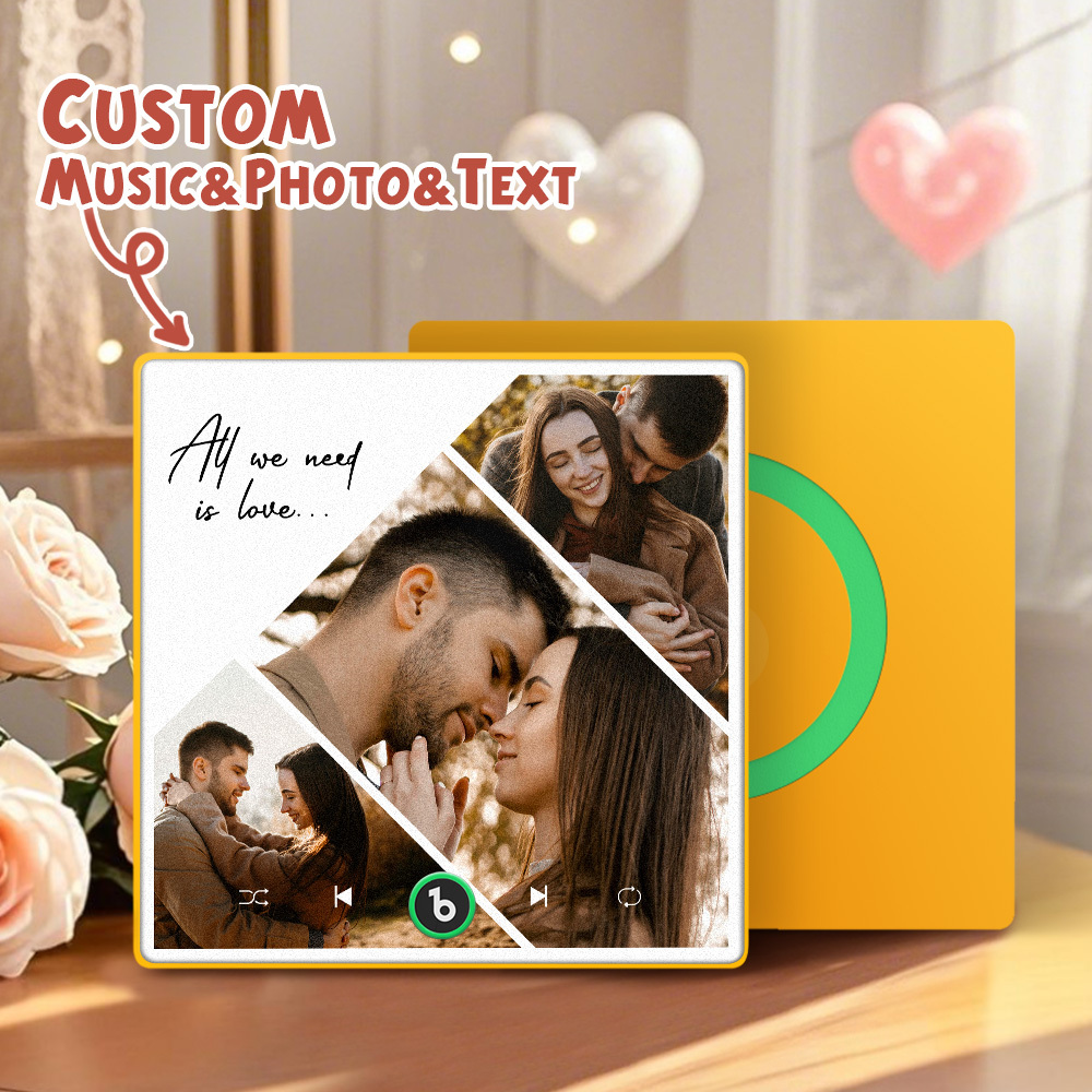 Custom Music Fridge Magnets Valentine's Day Gifts Custom Music Fridge Magnet Colorful Frame Album Fridge Magnet Can Play Songs Gift for Couple - Fridgebeatsuk