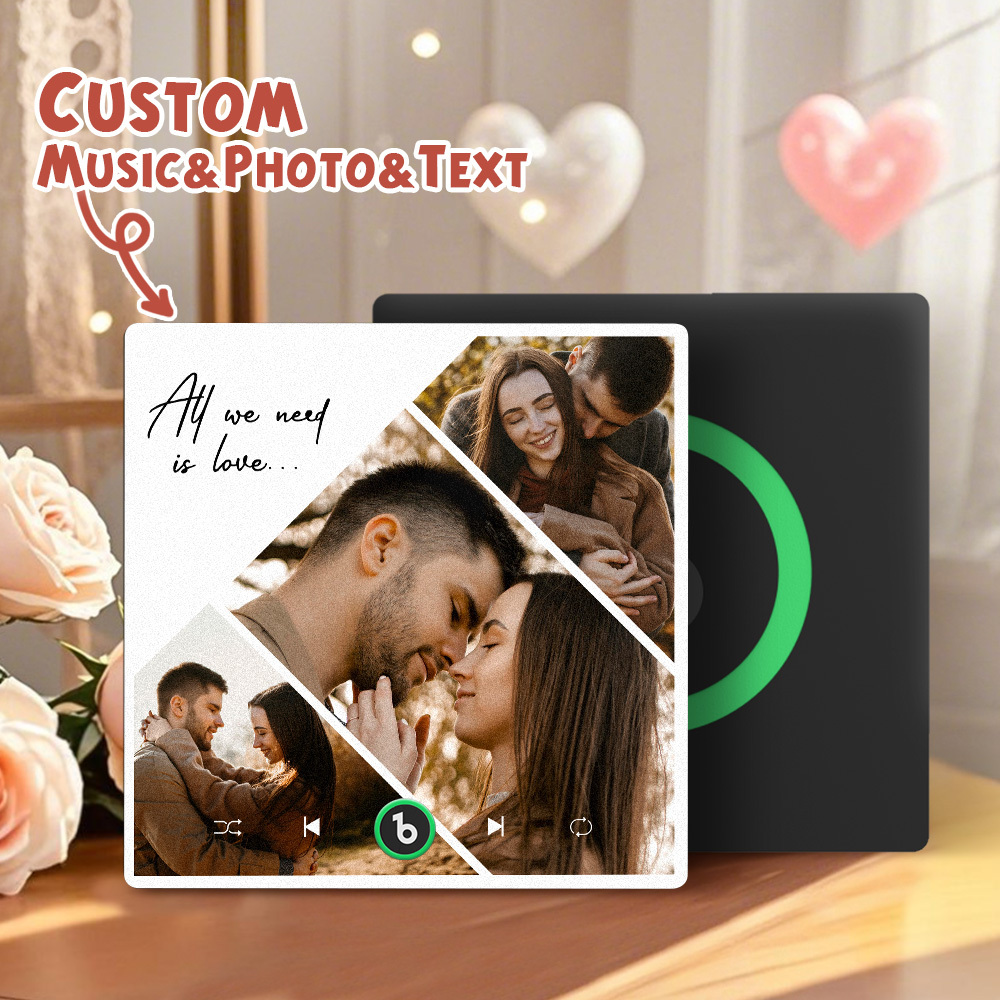 Custom Music Fridge Magnets Valentine's Day Gifts Custom Music Fridge Magnet Colorful Frame Album Fridge Magnet Can Play Songs Gift for Couple - Fridgebeatsuk