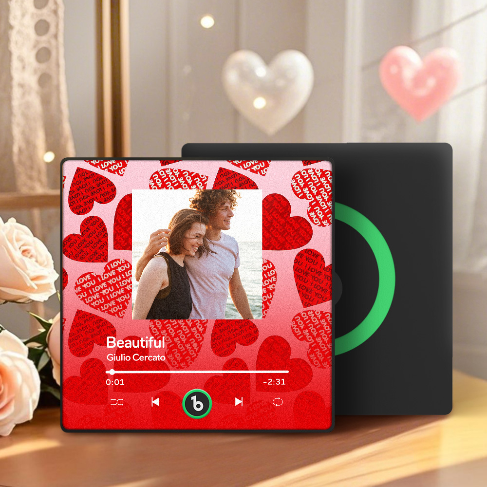 Personalized Music Fridge Magnet Pink Blue Valentine Gift Album Fridge Magnet Music Wall Photo Sticker Music Movement That Can Be Played Gift for Couple - Fridgebeatsuk
