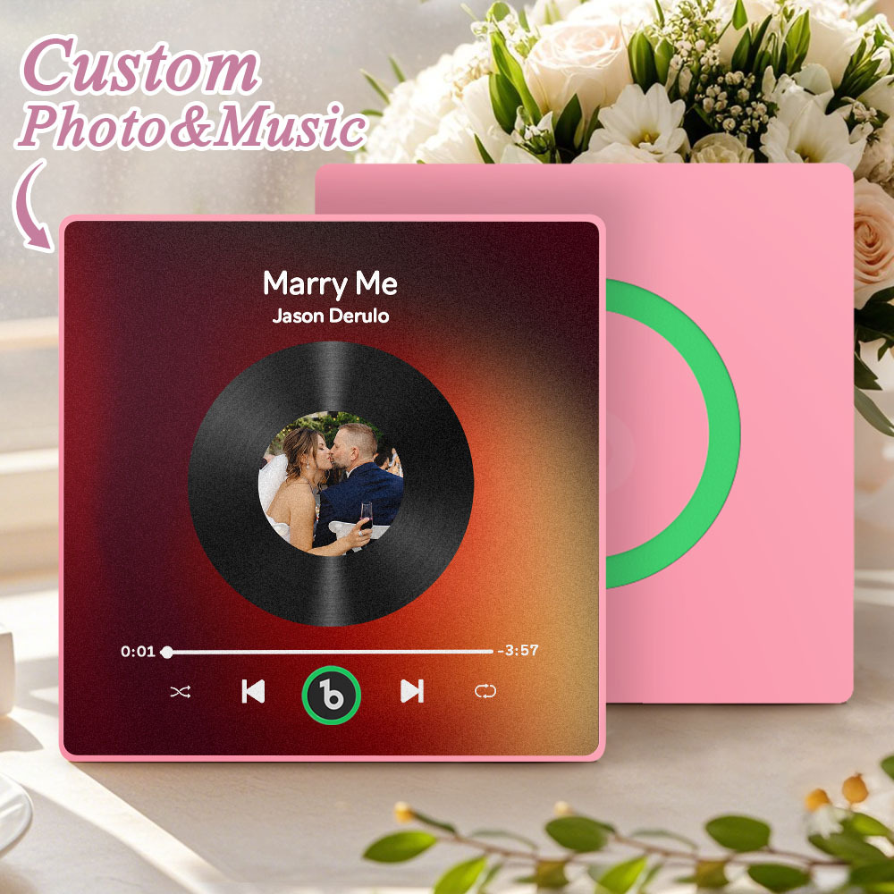 Custom Music Fridge Magnet Custom Colorful Frame Album Fridge Magnet Music Wall Photo Sticker Song Magnets That Can Play Music Wedding Gifts for Her - Fridgebeatsuk