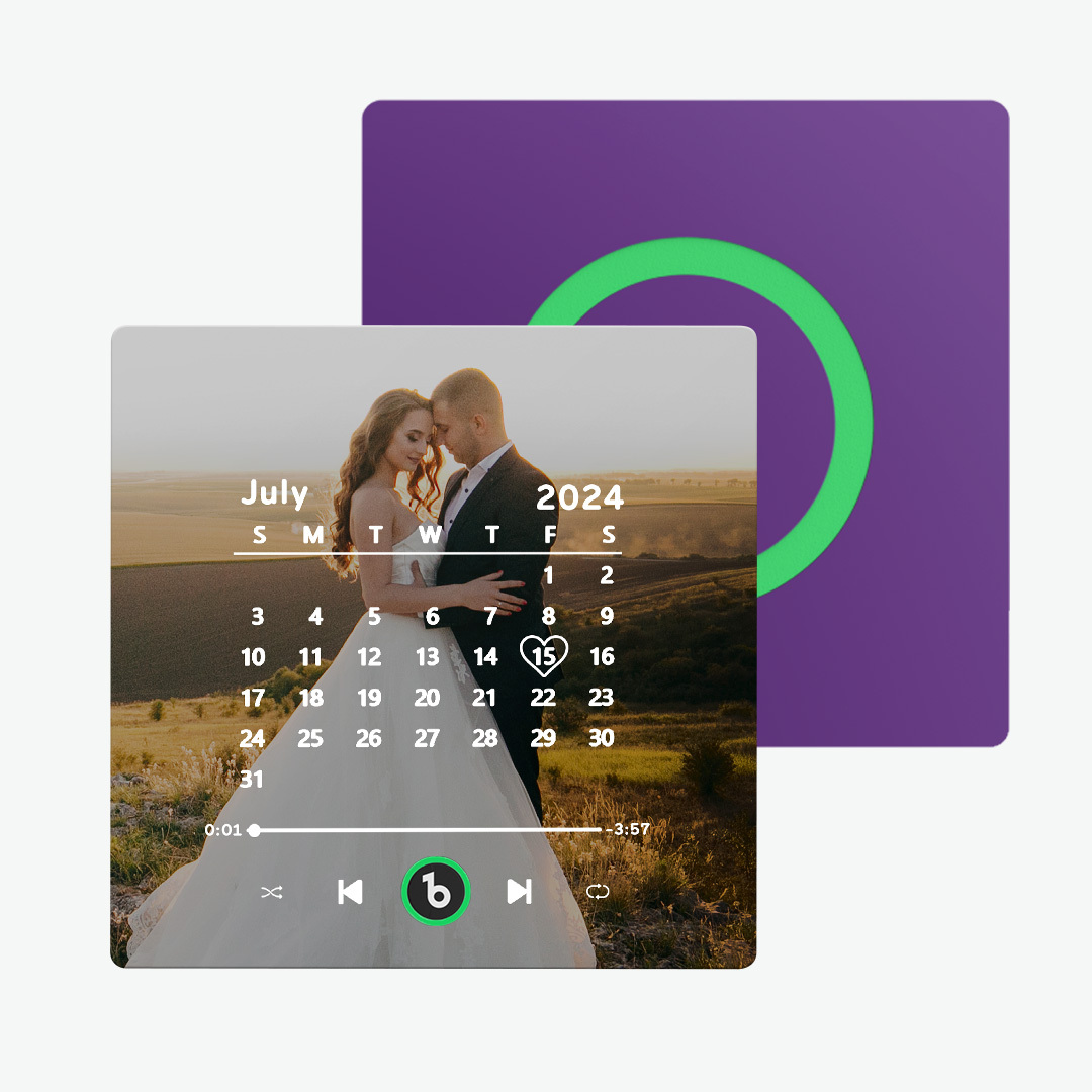 Custom Music, Photo & Calendar Fridge Magnet Supports Bluetooth Connectivity