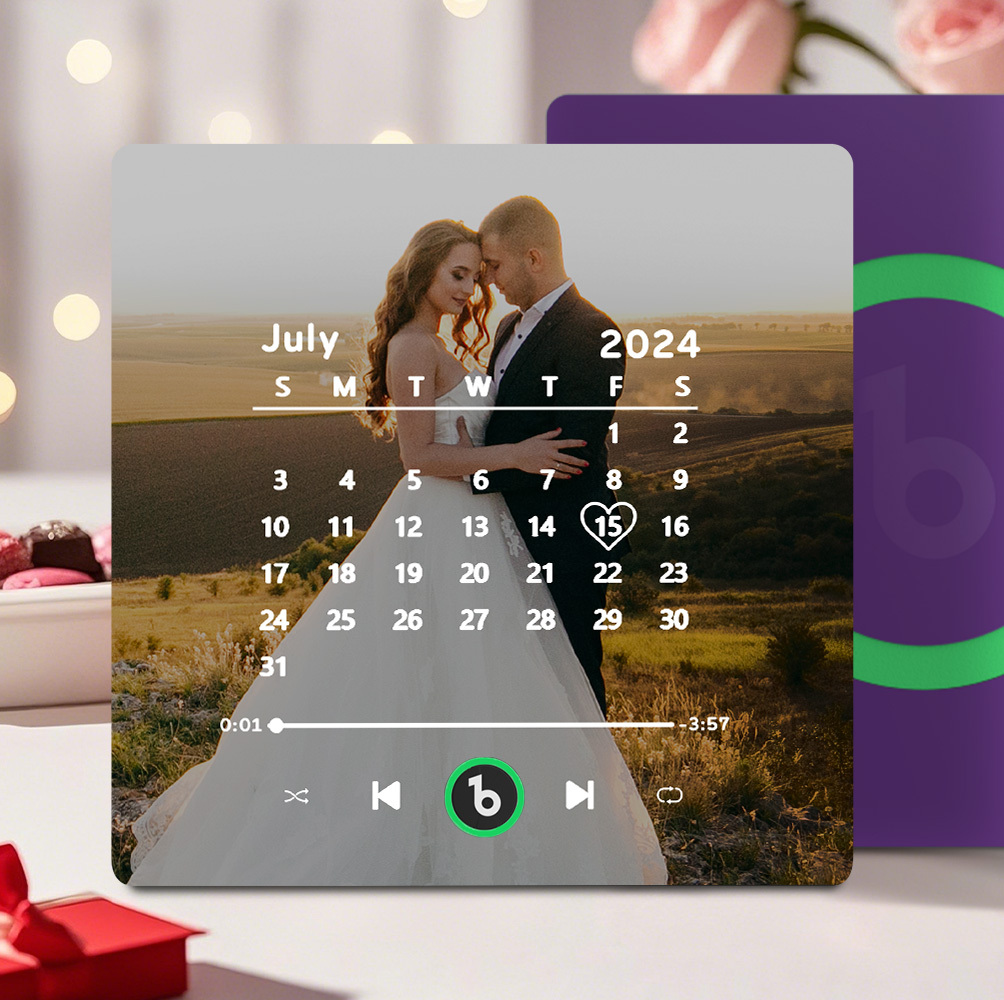 Custom  Music, Photo & Calendar Fridge Magnet Supports Bluetooth Connectivity