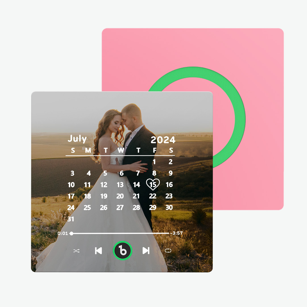 Custom Music, Photo & Calendar Fridge Magnet Supports Bluetooth Connectivity