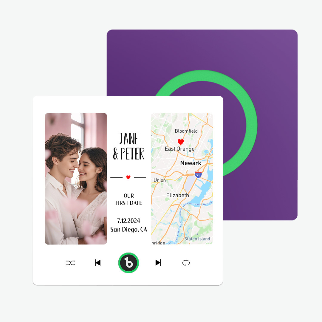 Custom Music Fridge Magnet with Photo and Map Upgraded Music Fridge Magnet Valentine's Gifts Our First Date