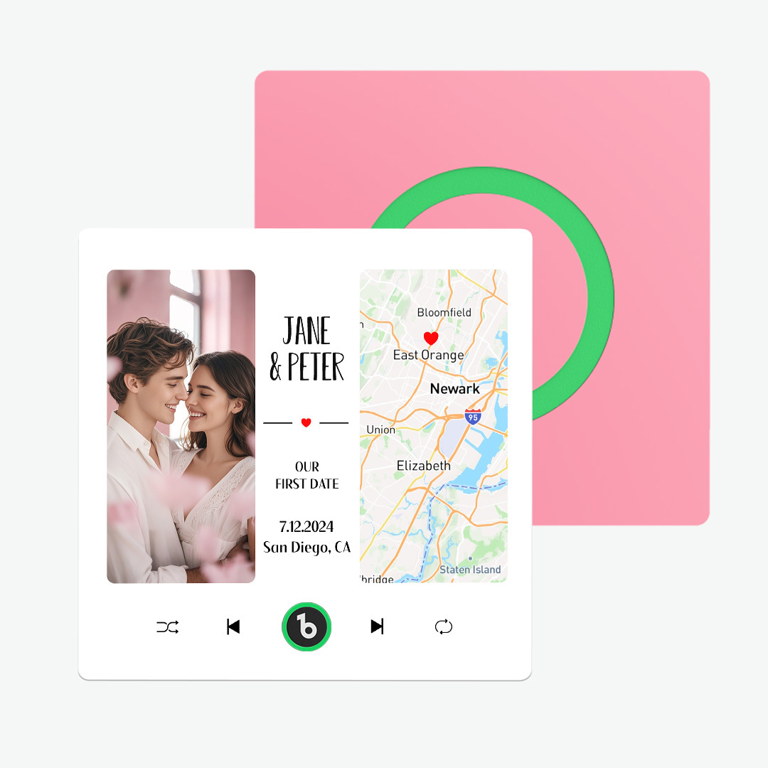 Custom Music Fridge Magnet with Photo and Map Upgraded Music Fridge Magnet Valentine's Gifts Our First Date