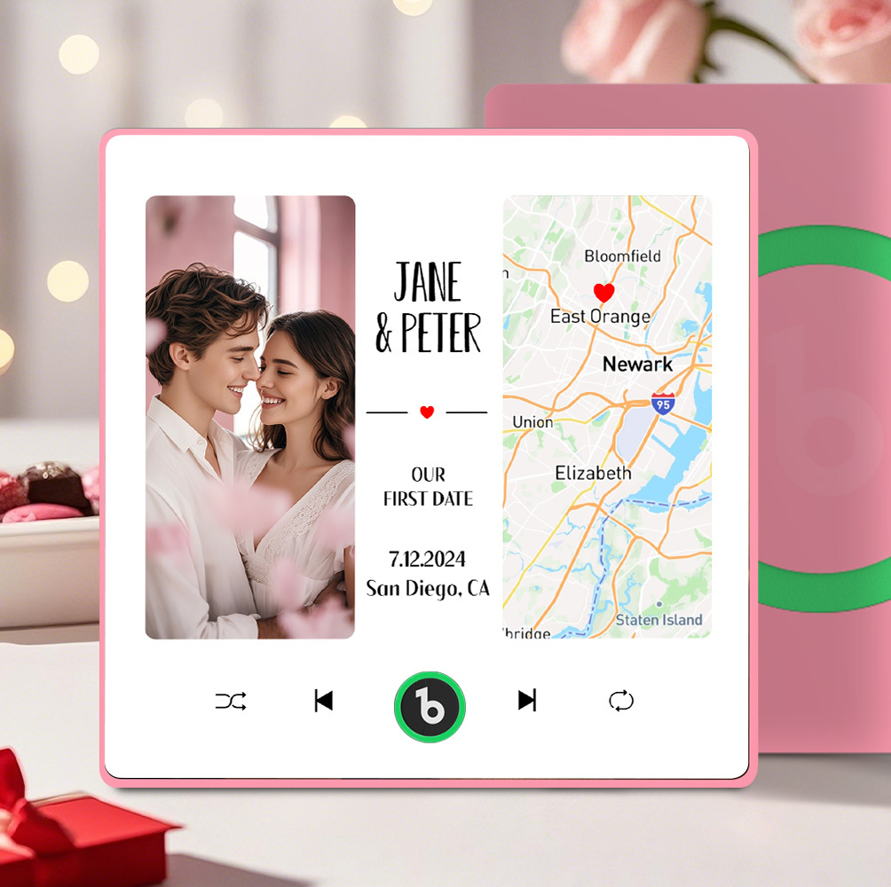 Custom Music Fridge Magnet with Photo and Map Upgraded Music Fridge Magnet Valentine's Gifts Our First Date