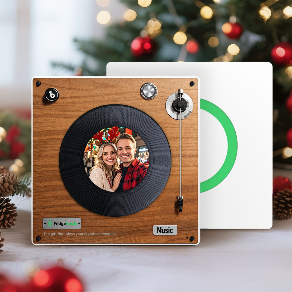 Custom Music & Photo Fridge Magnet Can Customize 1-6  Vinyl Record and Songs Personalized Vintage Photo Song That Can Play Music Christmas Gifts for Couple - Fridgebeatsuk