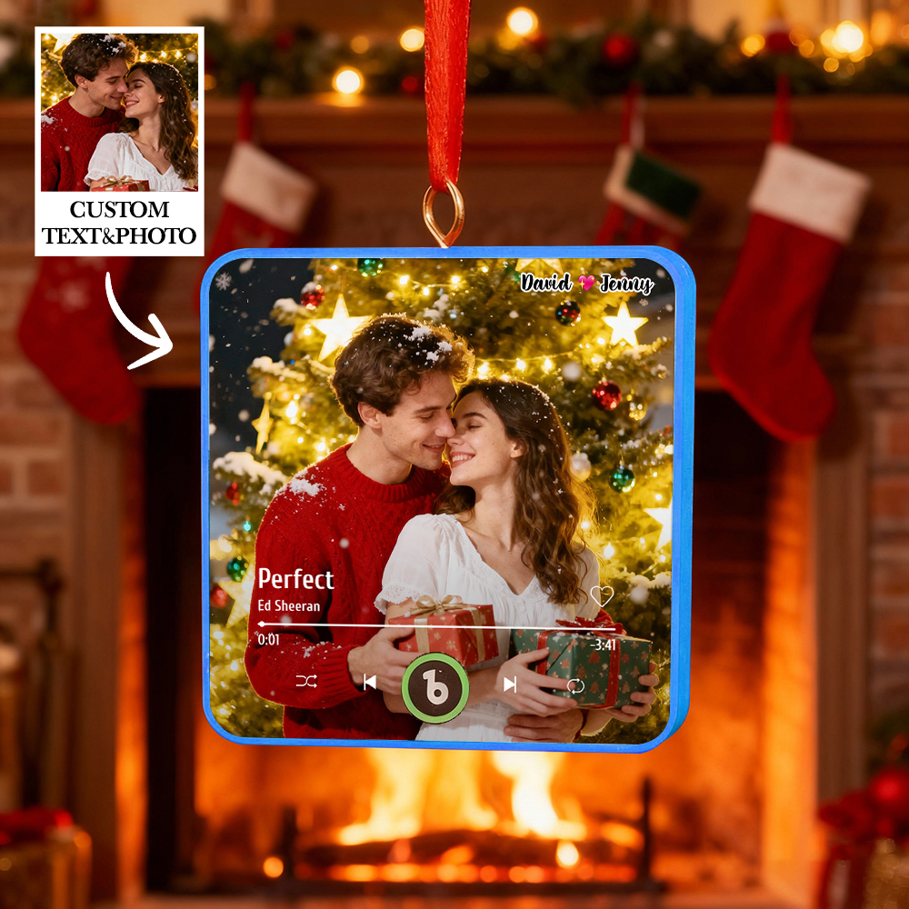 Custom Music Ornament Fridge Magnet Personalized Photo Music Box Ornament Music Fridge Magnet Custom Voice Recording Couple Keepsake Christmas Gifts - Fridgebeatsuk