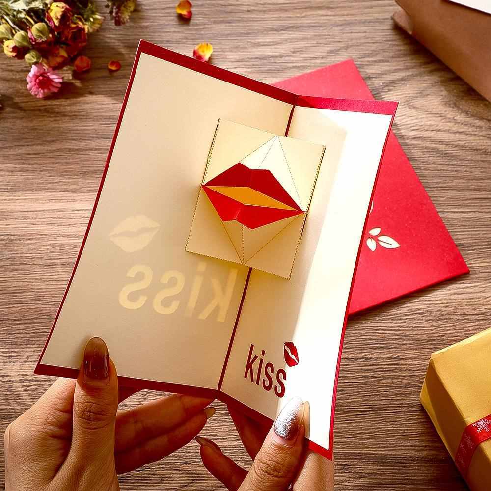 Pop Up Greeting Cards 3D Lips Gifts for Valentine's Day
