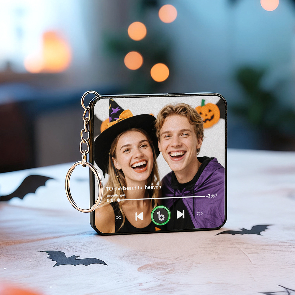 Custom Mini Music Fridge Magnet Keychain Personalized Photo Music Keychain Mini Magnet For Fridge That Can Play Songs Without Cellphone Halloween Gifts for Couple - Fridgebeatsuk