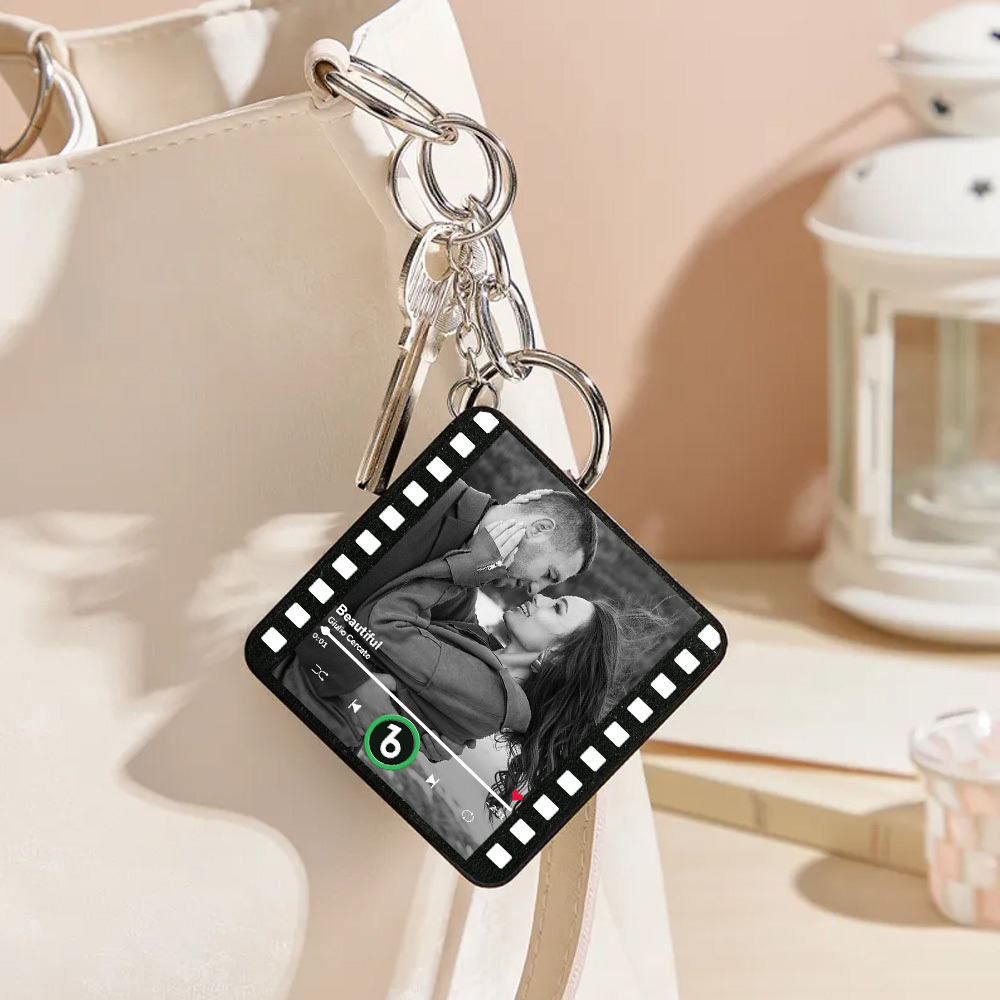 Custom Music Gift Mini Fridge Magnet Keychain Custom Photo Music Box Play Song Valentine Gift For Her Photo Music Magnet Keychain Anniversary Gifts for Couple - Fridgebeatsuk