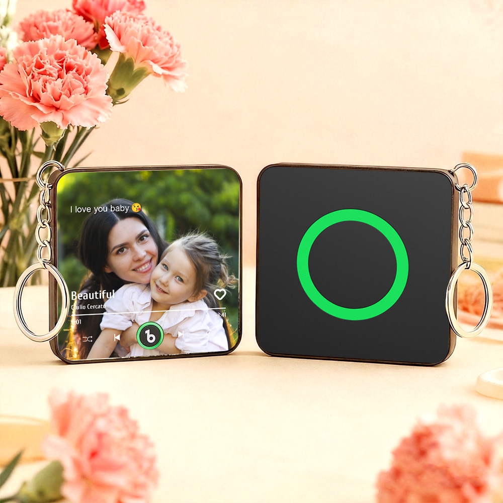 Custom Music Gift Mini Fridge Magnet Keychain Custom Photo Music Box Play Song Mother's Day Gift For Her Photo Music Magnet Keychain