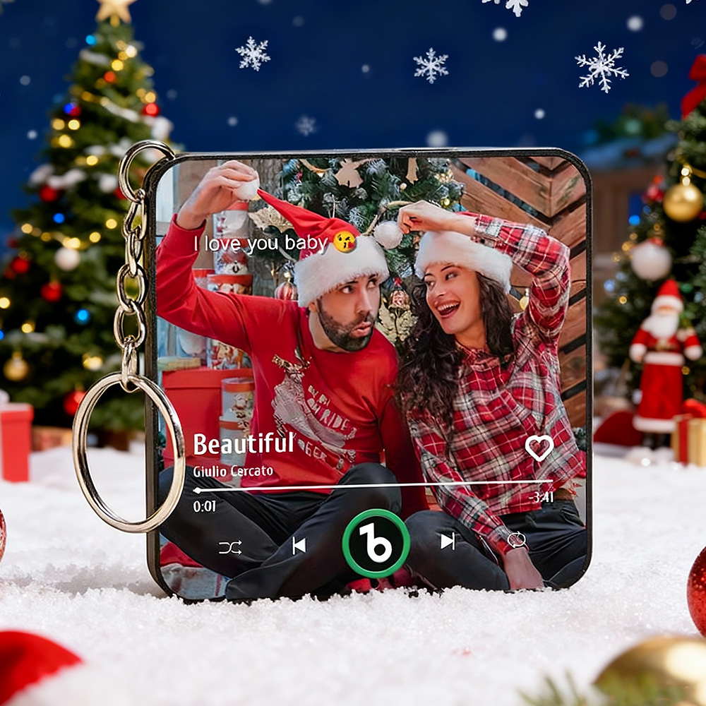 Custom Music Gift Mini Fridge Magnet Keychain Custom Photo Music Box Play Song Valentine Gift For Her Photo Music Magnet Keychain Christmas Gifts for Her - Fridgebeatsuk