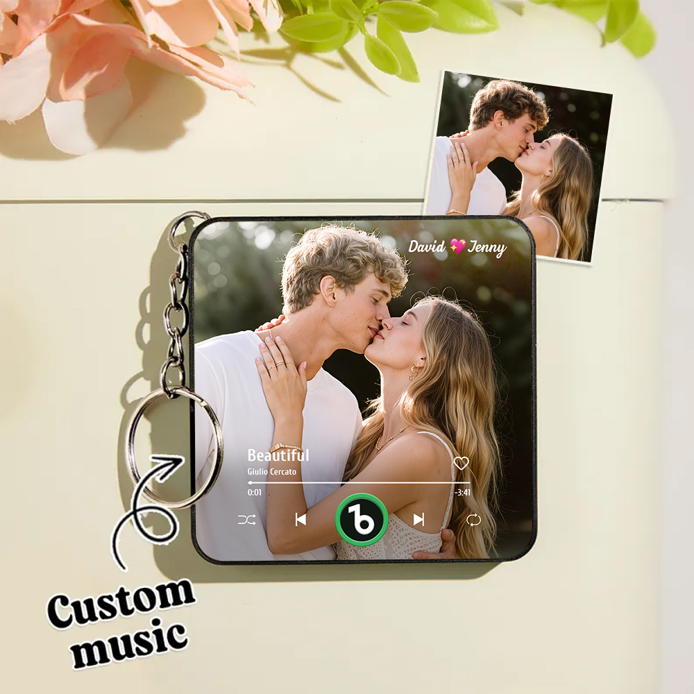 Custom Mini Music Fridge Magnet Keychain Custom Mini Album Fridge Magnet Keychain Music Wall Photo Sticker Song Magnets That Can Play Music Valentine's Day Gifts - Fridgebeatsuk