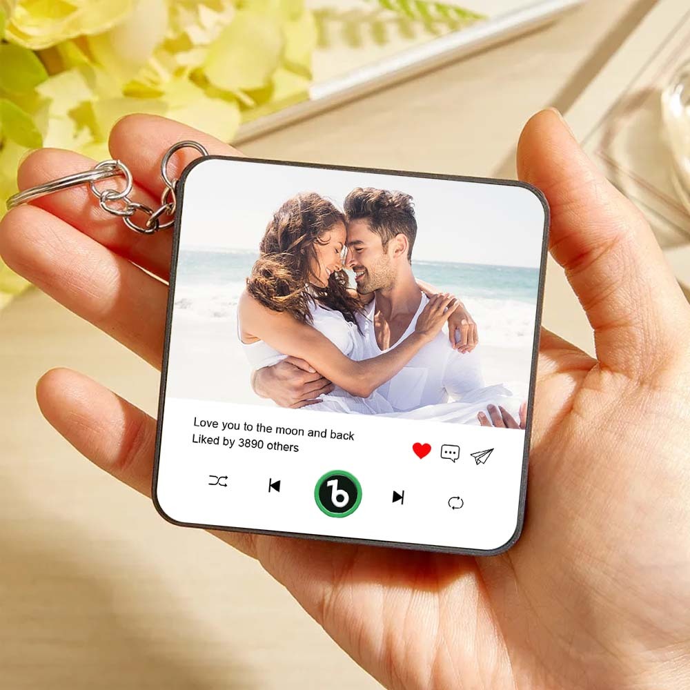 Custom Photo and Text Mini Music Fridge Magnet Keychain Music Wall Photo Sticker Music Movement That Can Be Played Keychain Gifts for Her - Fridgebeatsuk