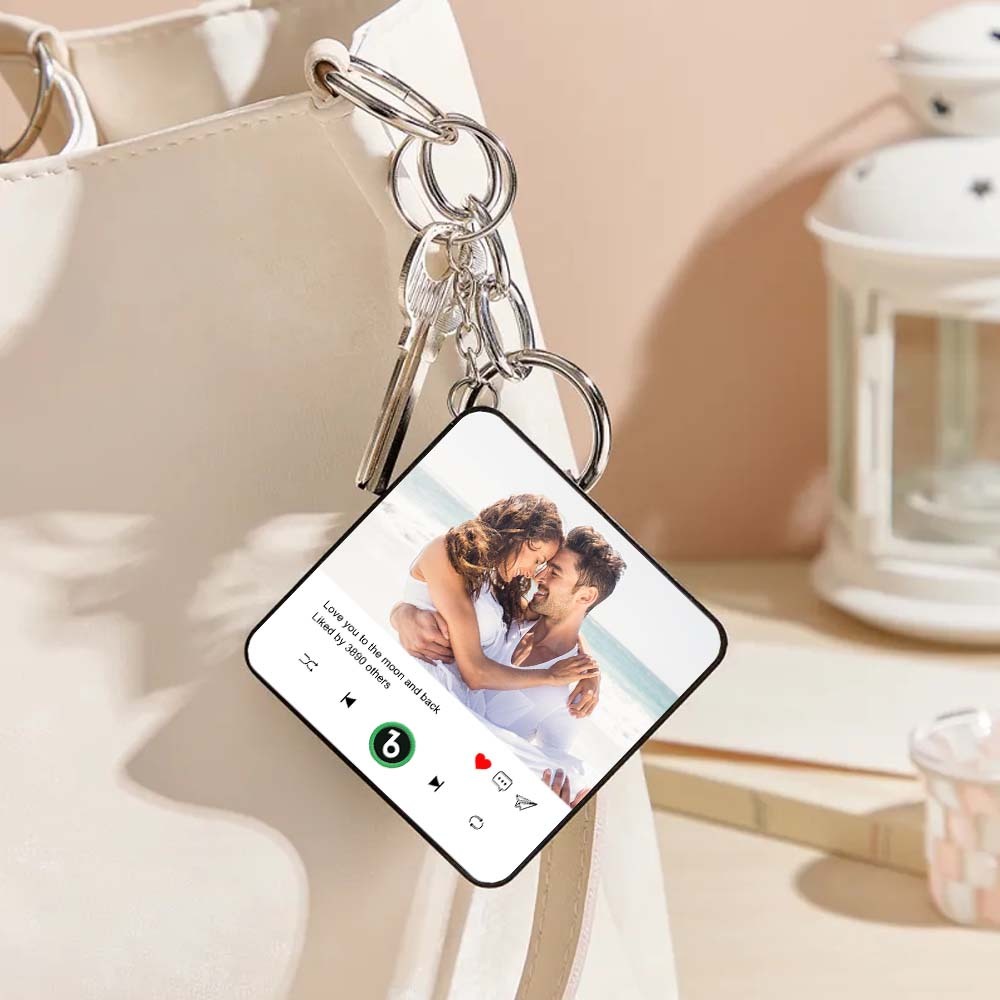 Custom Photo and Text Mini Music Fridge Magnet Keychain Music Wall Photo Sticker Music Movement That Can Be Played Keychain Gifts for Her - Fridgebeatsuk