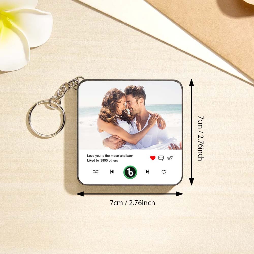 Custom Photo and Text Mini Music Fridge Magnet Keychain Music Wall Photo Sticker Music Movement That Can Be Played Keychain Gifts for Her - Fridgebeatsuk