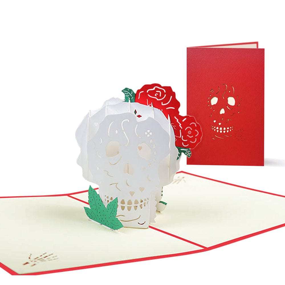 Halloween 3D Pop Up Card Flower Skull Pop Up Greeting Card - GiftLab