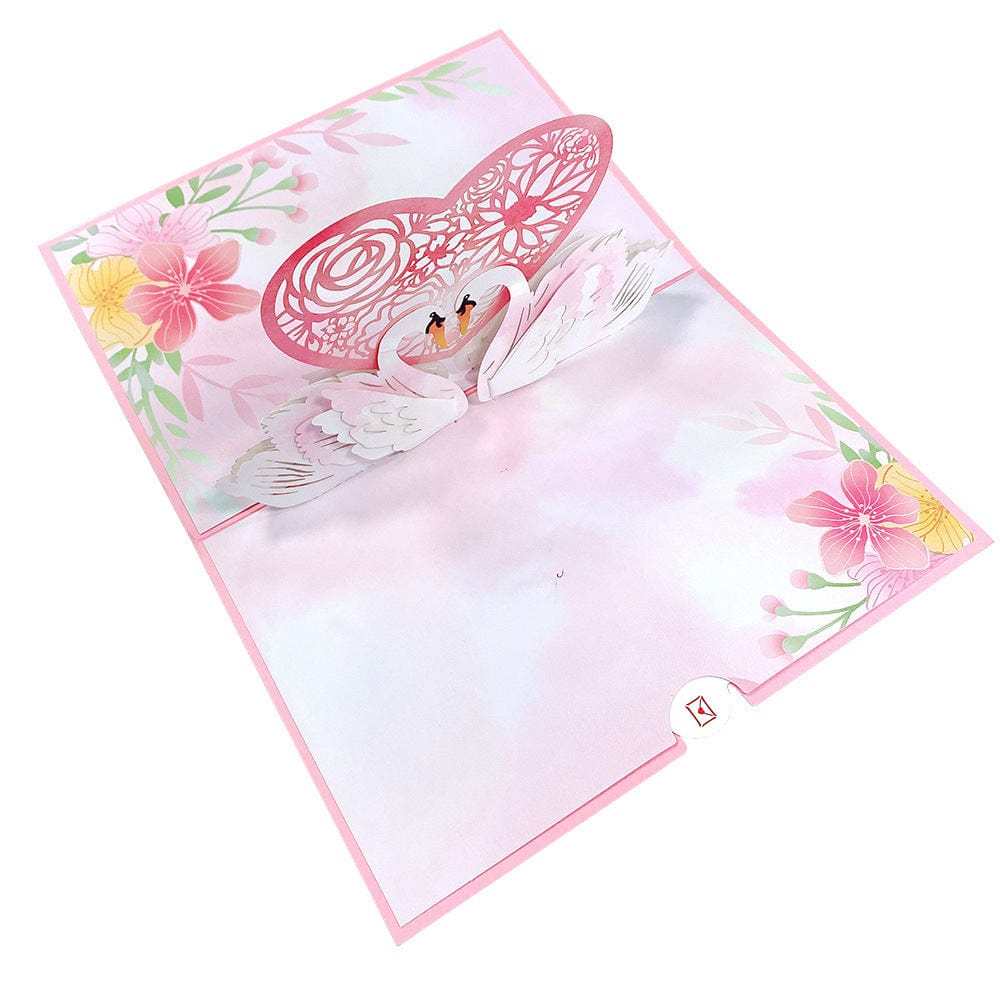 3D Creative Valentine's Day Pop Up Card Love Swan Pop Up Greeting Card - GiftLab