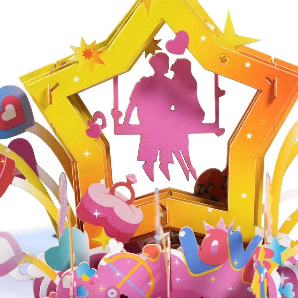 3D Creative Valentine's Day Pop Up Card Romantic Star Pop Up Greeting Card - GiftLab