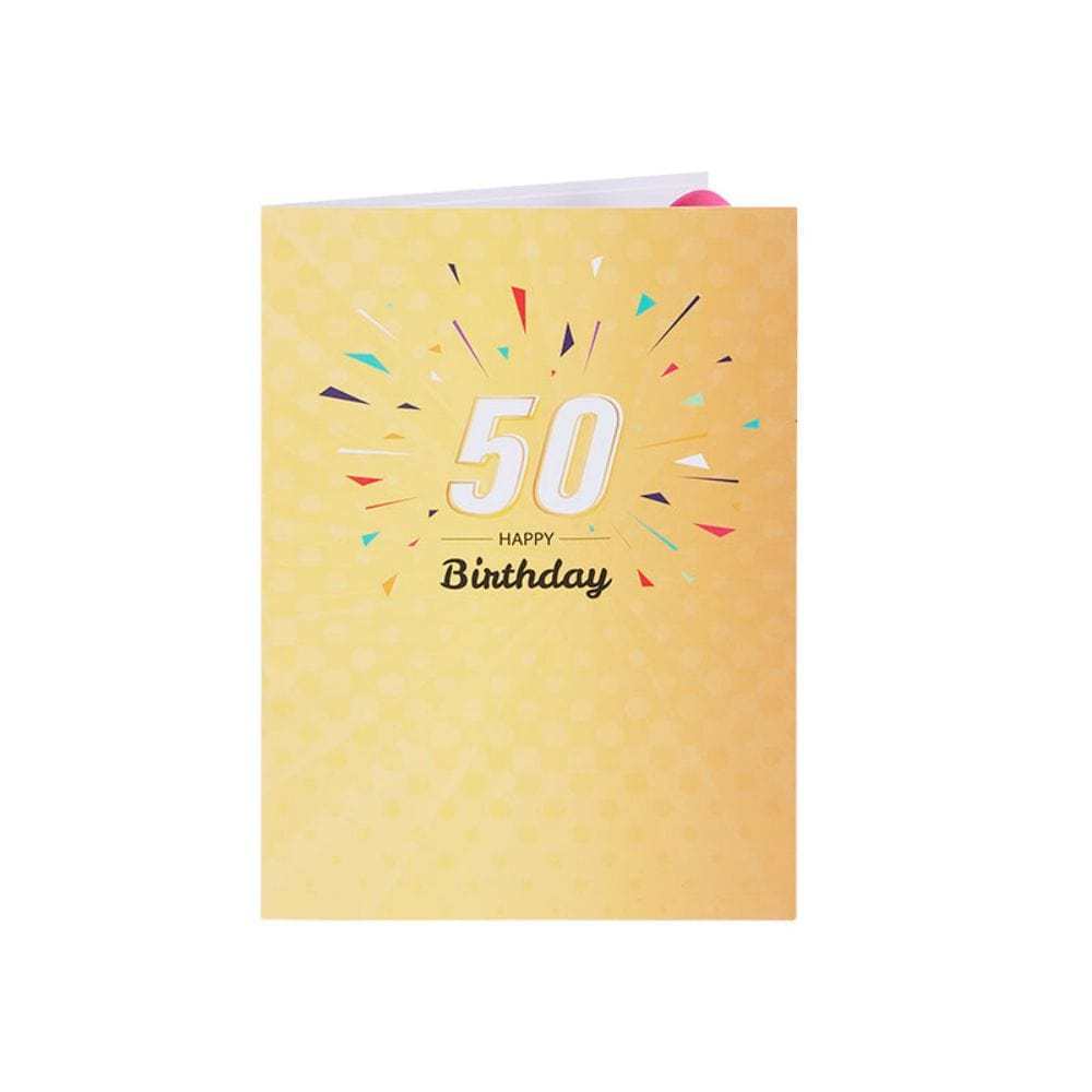 Lights and Music 50th Happy Birthday 3D Pop Up Greeting Card for Her or Him - GiftLab