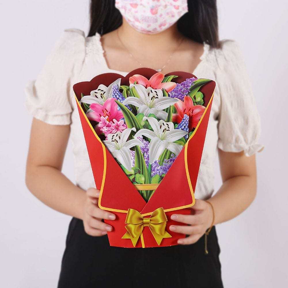 Lily 3D Pop Up Greeting Card Flower Bouquet Pop Up Card - GiftLab