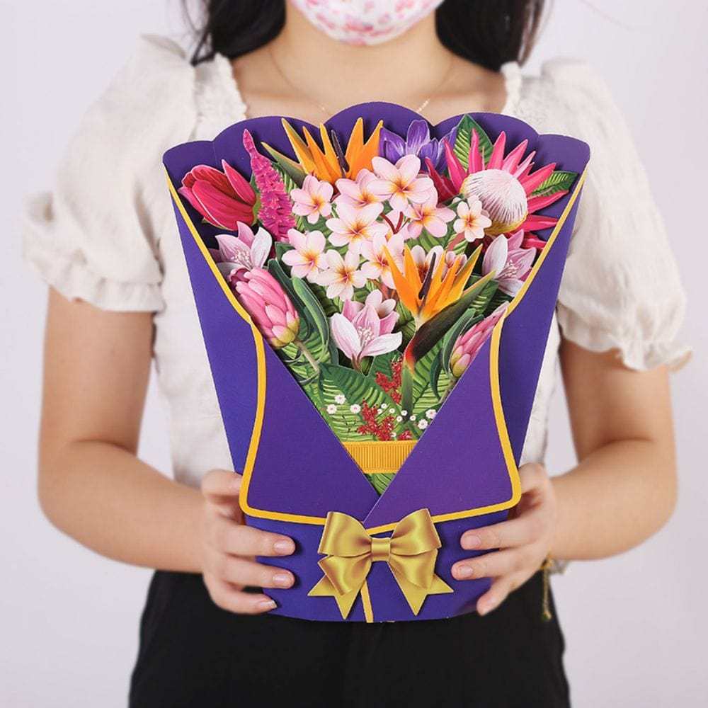 Heaven Bird 3D Pop Up Greeting Card Flower Bouquet Pop Up Card - GiftLab