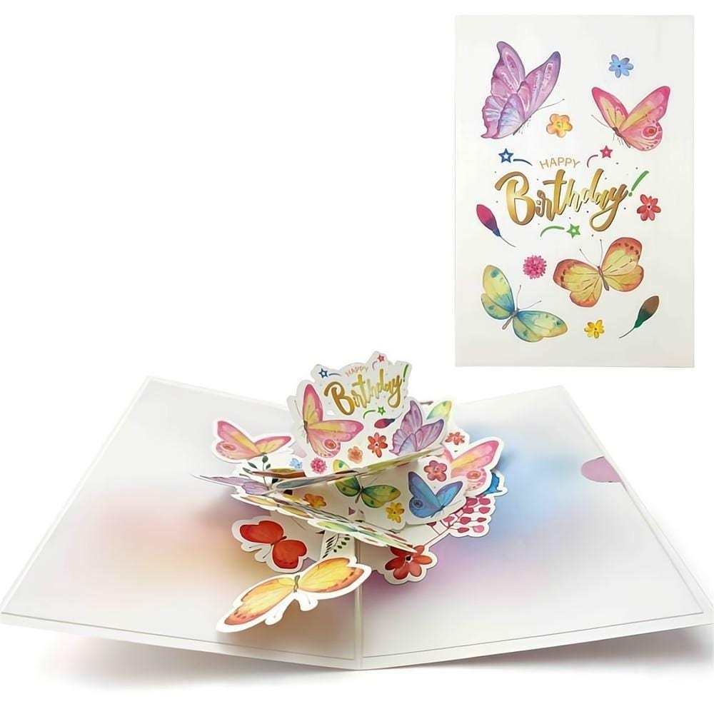 Happy Birthday Pop Up Card Butterfly 3D Pop Up Greeting Card - GiftLab