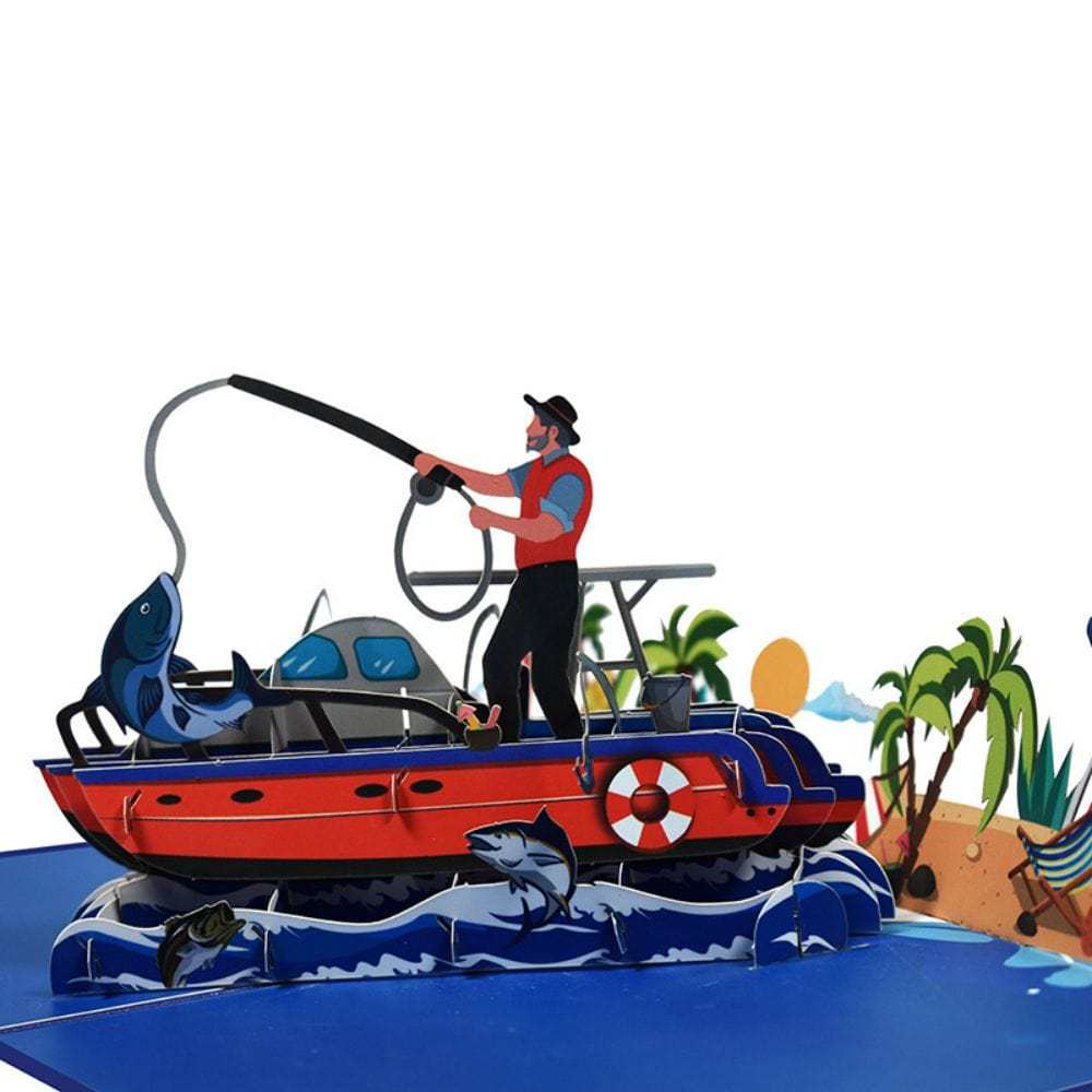 Father's Day 3D Pop Up Card Sea Fishing Greeting Card - GiftLab