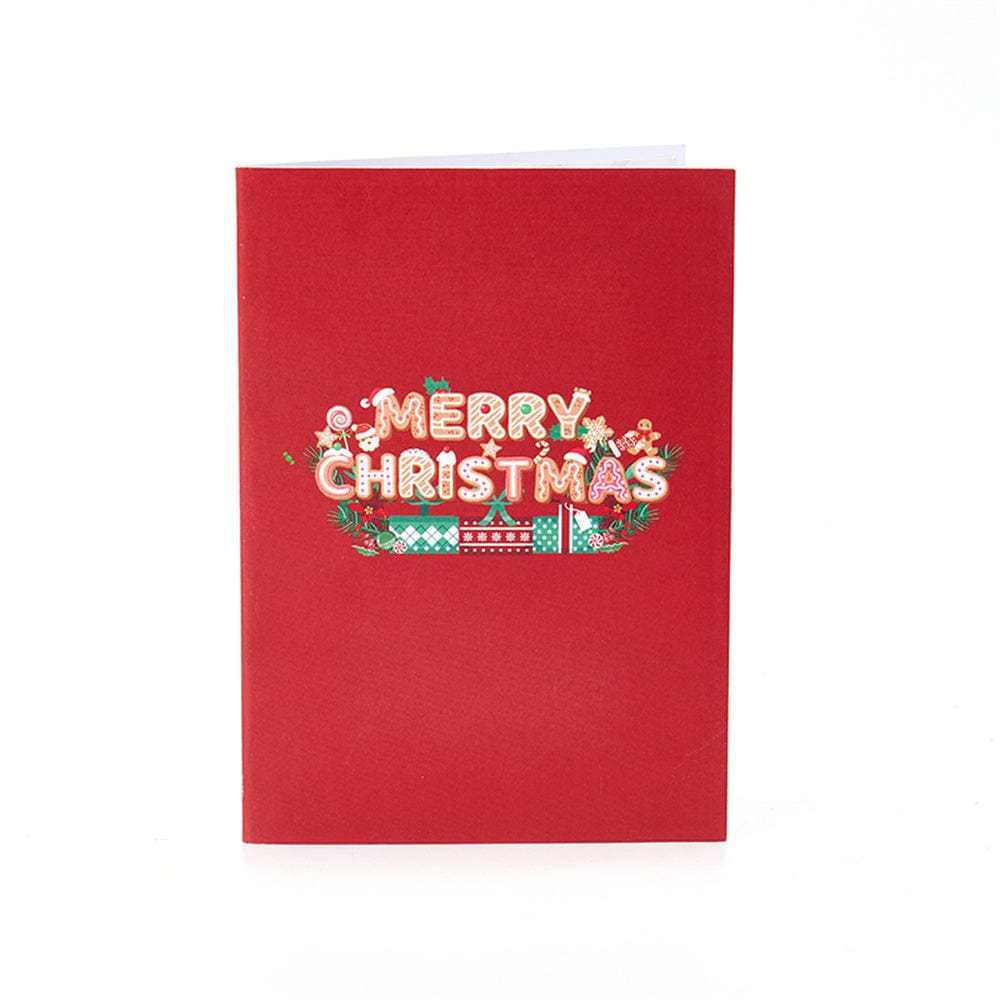 Christmas 3D Pop Up Card Merry Christmas Wreath Greeting Card - GiftLab