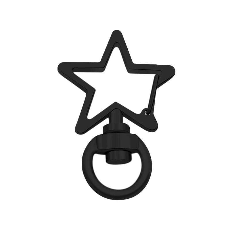 Star-Shaped Swivel Snap Hook Keychain Metal Spring Snap Key Ring Black - Fridgebeatsuk
