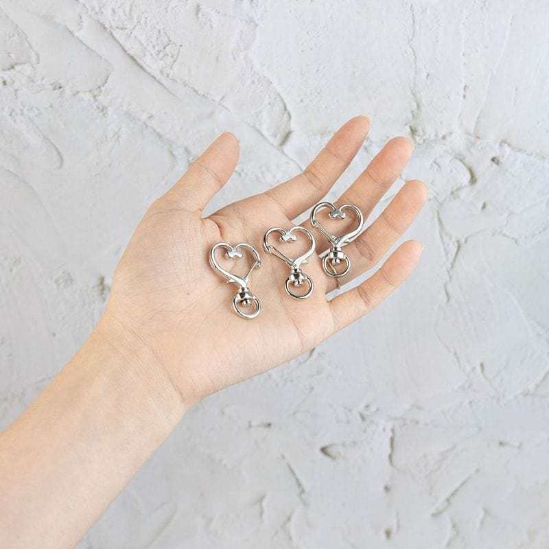 Heart-Shaped Swivel Snap Hook Keychain Metal Spring Snap Keychain Hook Lobster Clasp Key Ring Silver - Fridgebeatsuk