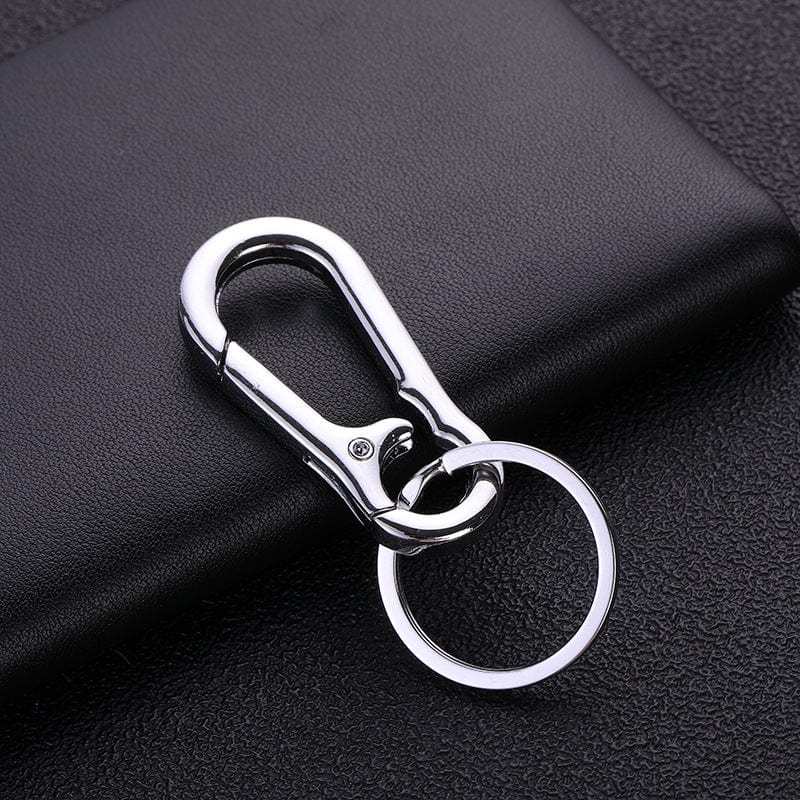 Carabiner Clip Keyring Stainless Steel Keychain with Snap Hook Quick Release Key Ring - Fridgebeatsuk