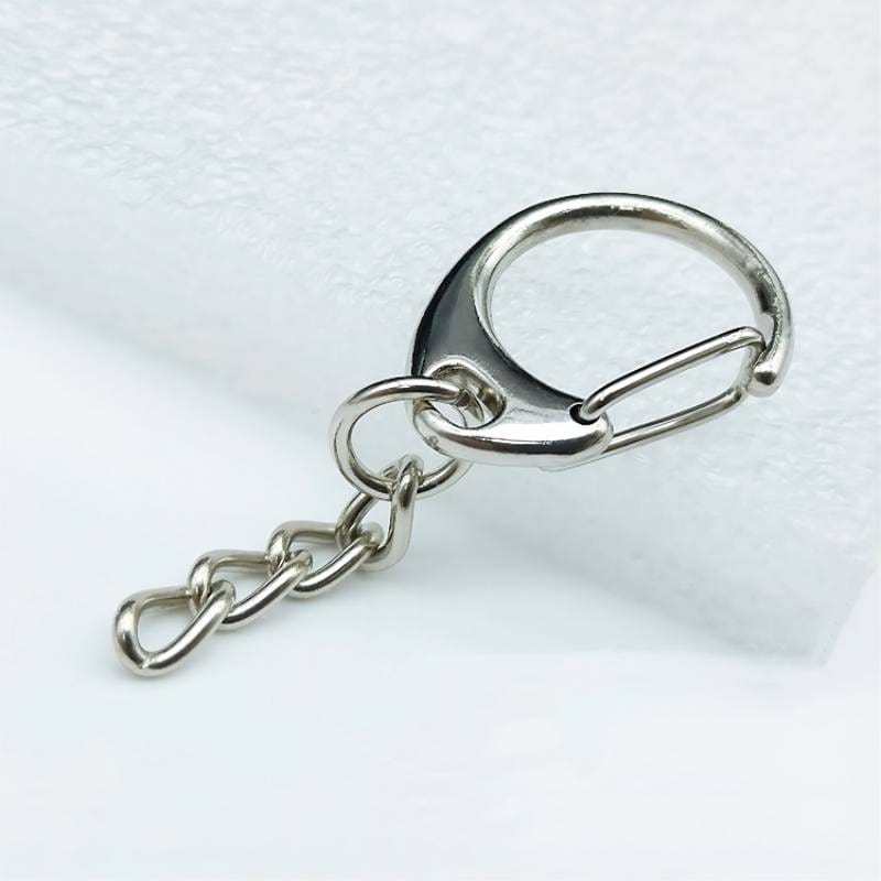 Small C-Shaped Buckle Key Ring Spring Snap Key Ring with Chain and Jump Ring Silver - Fridgebeatsuk