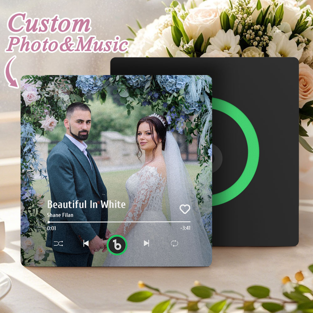Custom Music Photo Fridge Magnet Personalized Photo Music Fridge Magnet That Can Play Music Without Cellphone Supports Bluetooth Connectivity Wedding Gift for Her - Fridgebeatsuk