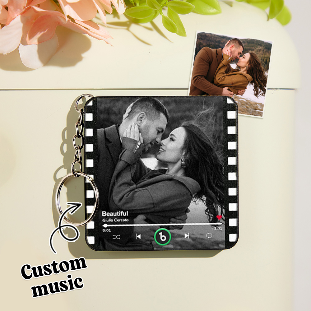 Custom Mini Music Fridge Magnets Keychain Vintage Movie Album Mini Fridge Magnet Keychain Can Play Songs Gift for Couples