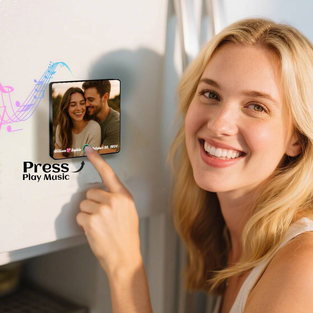 Custom Music Fridge Magnet Personalized Name & Date Fridge Magnet Music Wall Photo Sticker Song Magnets That Can Play Music Anniversary Gifts - Fridgebeatsuk