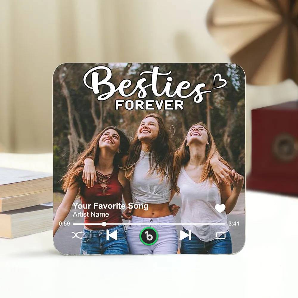 Personalized Music Fridge Magnet Custom Besties Forever Song Magnet Heartfelt Gift For Best Friends - Fridgebeatsuk