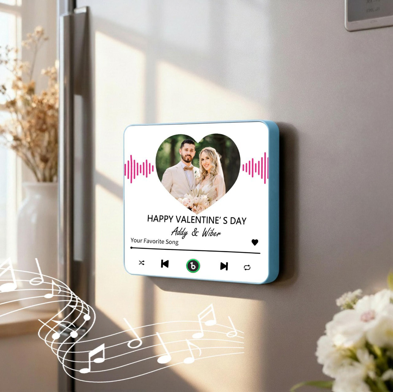 Custom Photo Music Fridge Magnet Personalized Photo Magnet With Music Valentine's Day Gift - Fridgebeatsuk