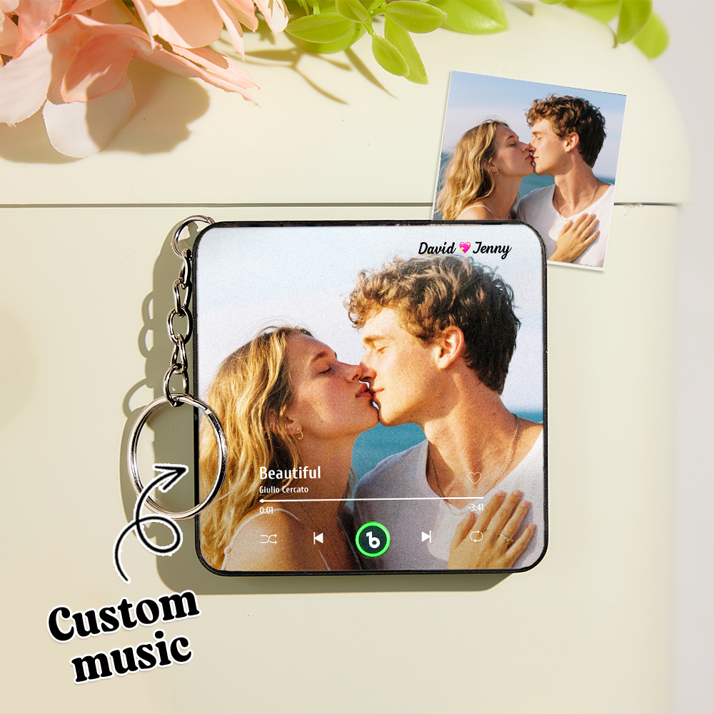 Custom Music Gift Mini Fridge Magnet Keychain Custom Photo Music Box Play Song Valentine Gift For Her Photo Music Magnet Keychain Anniversary Gifts for Couple - Fridgebeatsuk