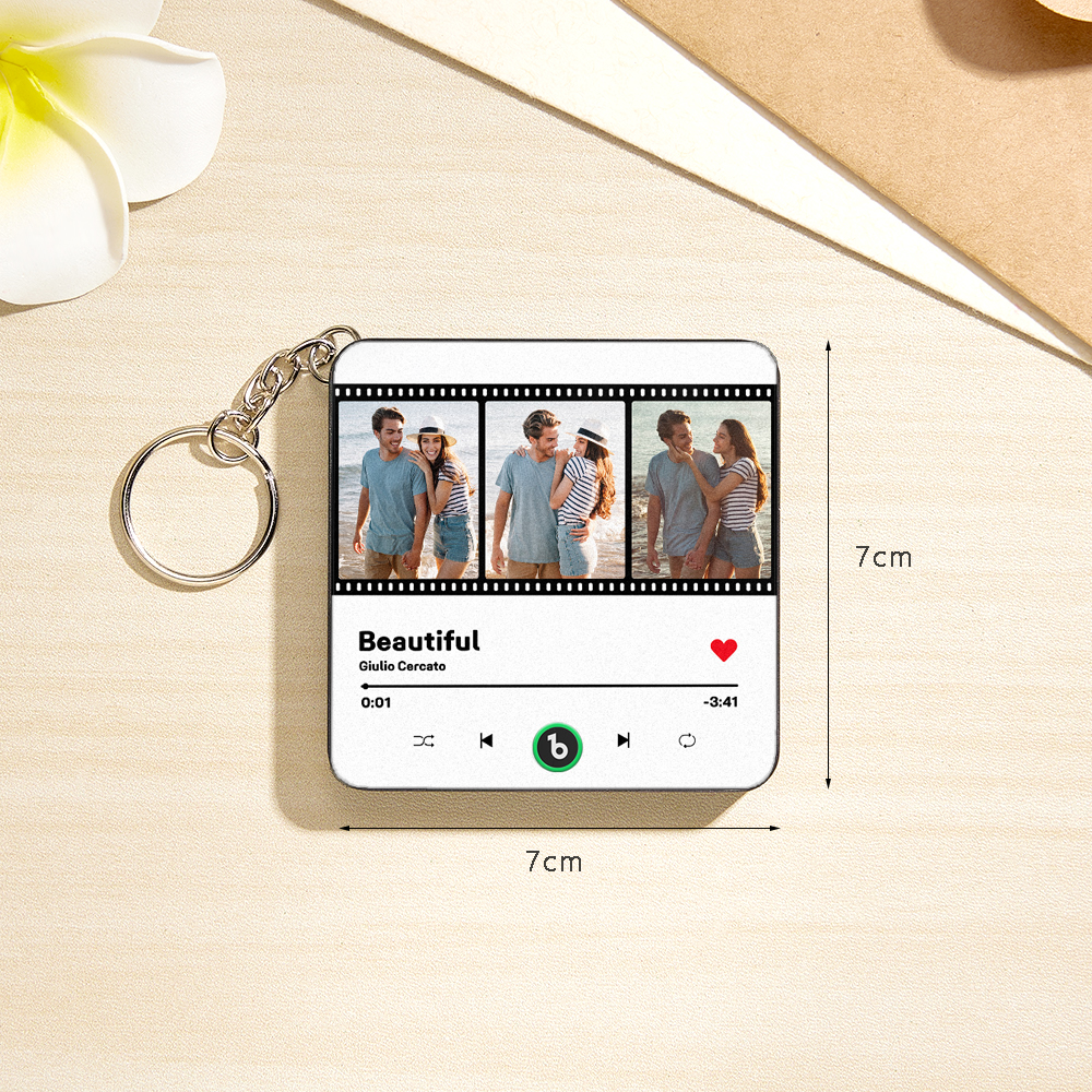 Custom Couple Photo Collage Personalized Custom Mini Music Fridge Magnet Keychain That Can Play Songs Gift For Husband Wife Anniversary Wedding Gift - Fridgebeatsuk