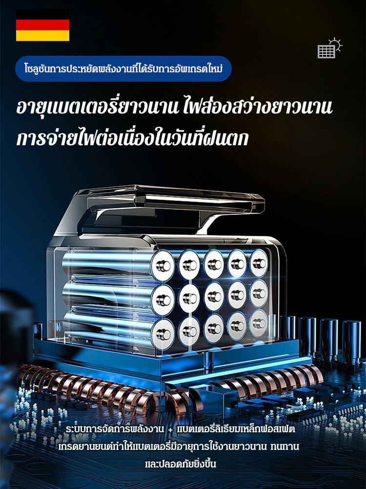 ไฟกันน้ำพลังงานแสงอาทิตย์ความสว่างสูง