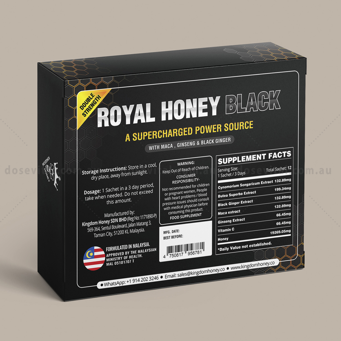 Royal Honey Black - SuperCharge (12 Sachets - 20G)