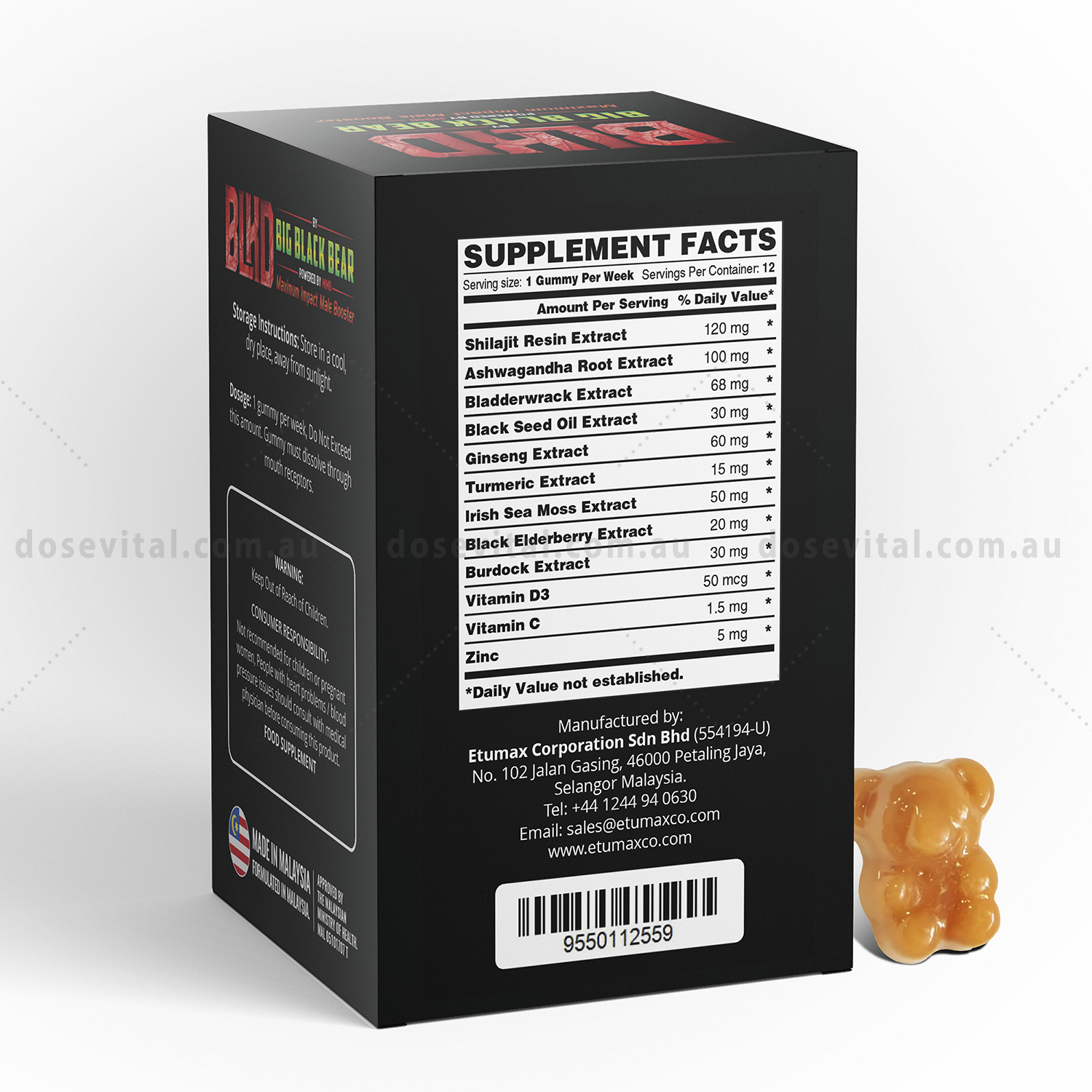 Blacked Gummy Bear - Get Strong Rock Hard (12 Gummies)