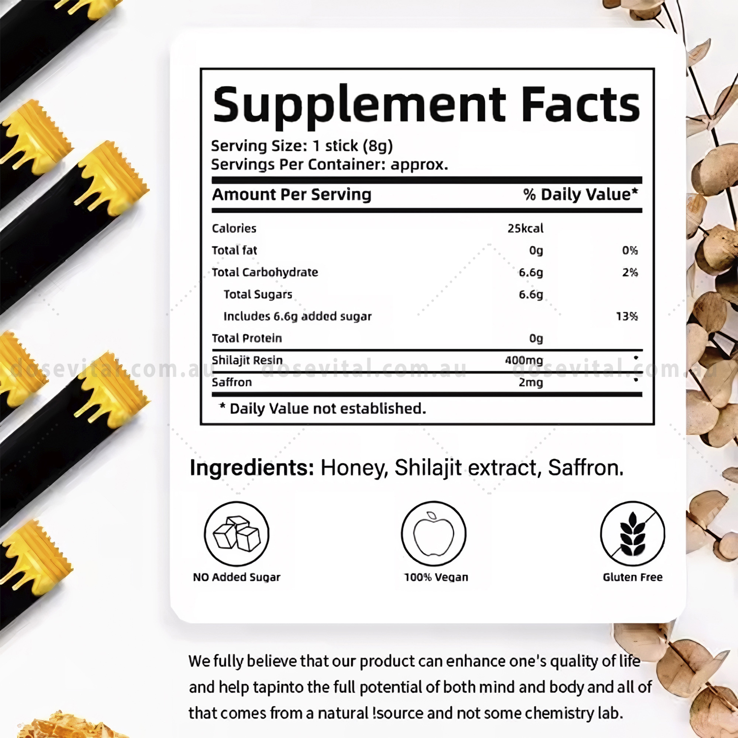 Himalayan Shilajit Honey Sticks - 30 pack - Improve General Health