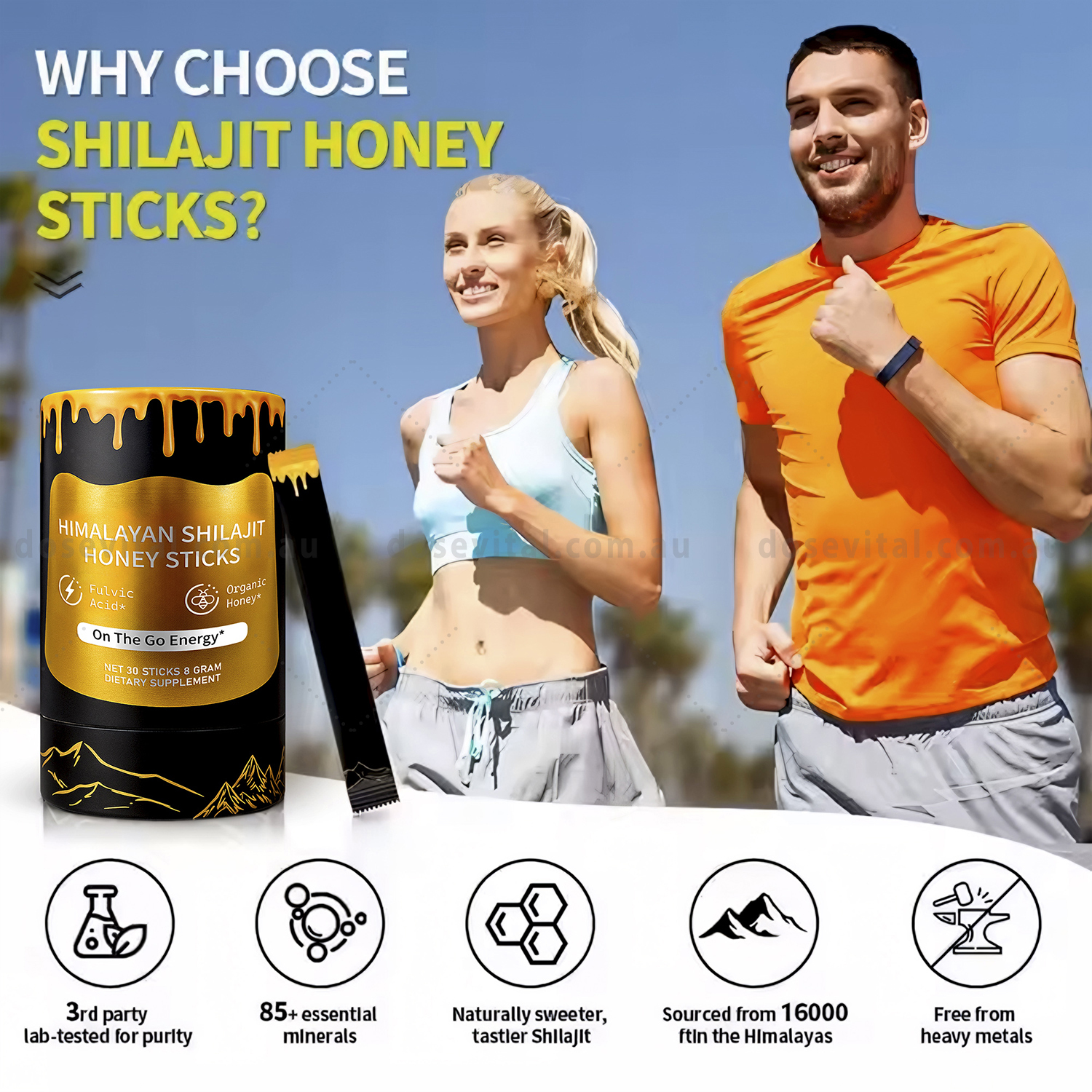 Himalayan Shilajit Honey Sticks - 30 pack - Improve General Health