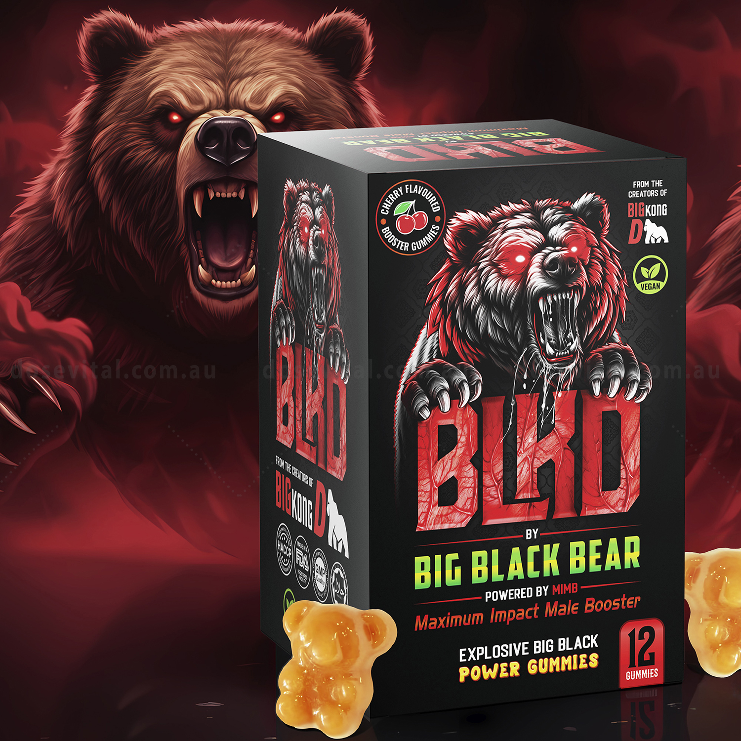 Blacked Gummy Bear - Get Strong Rock Hard (12 Gummies)